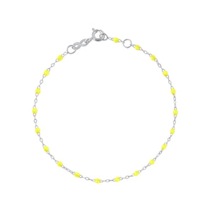Gigi Clozeau - Bracelet jaune fluo Classique Gigi, or blanc, 19 cm