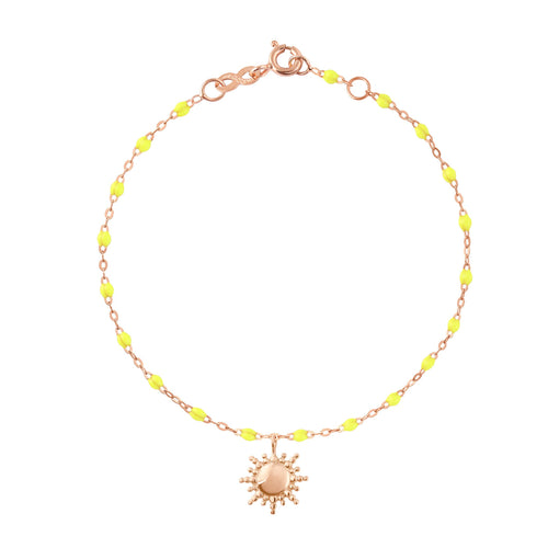 Gigi Clozeau - Bracelet jaune fluo Soleil, or rose, 17 cm