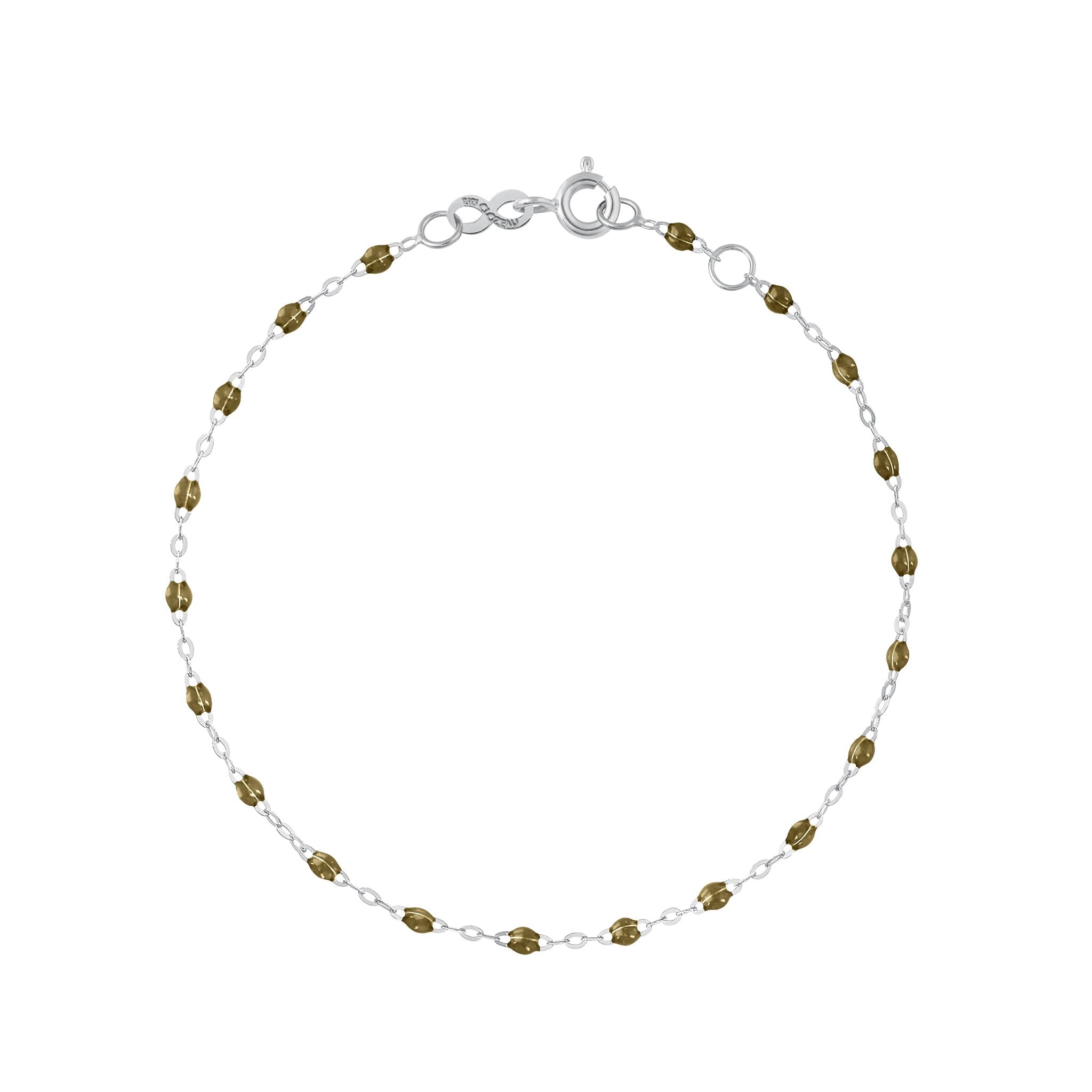 Gigi Clozeau - Bracelet kaki Classique Gigi, or blanc, 19 cm