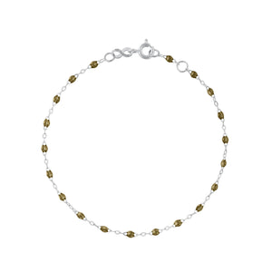 Gigi Clozeau - Bracelet kaki Classique Gigi, or blanc, 17 cm