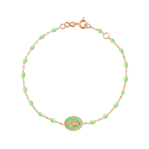 Gigi Clozeau - Bracelet Madone résine anis, or rose, 17 cm