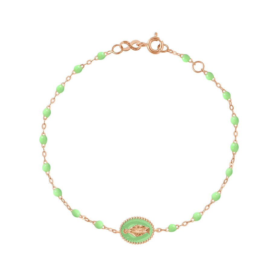Gigi Clozeau - Bracelet Madone résine anis, or rose, 17 cm