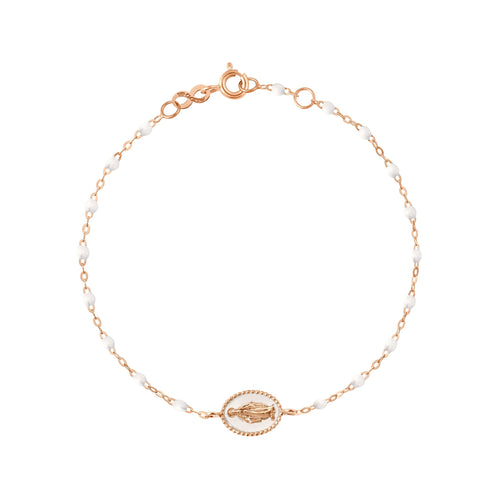 Gigi Clozeau - Bracelet Madone résine blanche, or rose, 17 cm