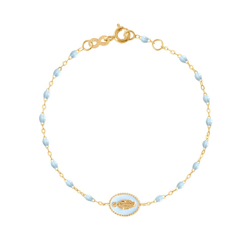 Gigi Clozeau - Bracelet Madone résine bleu layette, or jaune, 17 cm
