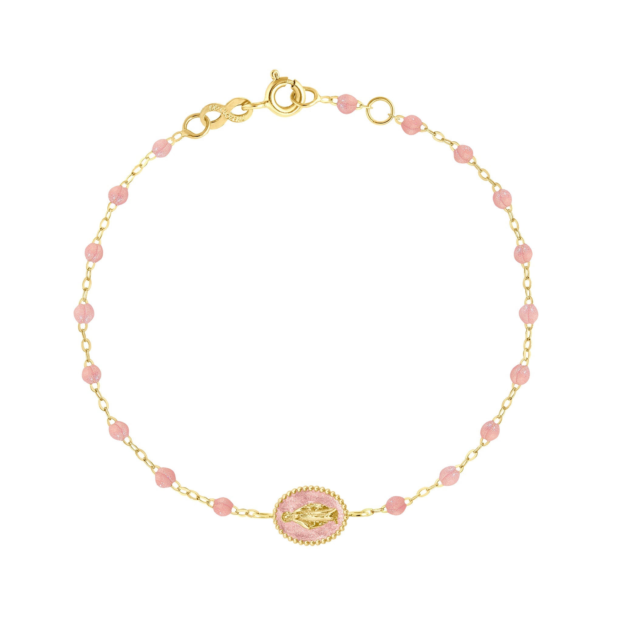 Gigi Clozeau - Bracelet Madone résine blush, or jaune, 17 cm