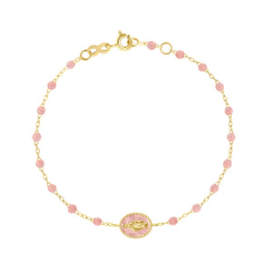 Gigi Clozeau - Bracelet Madone résine blush, or jaune, 17 cm