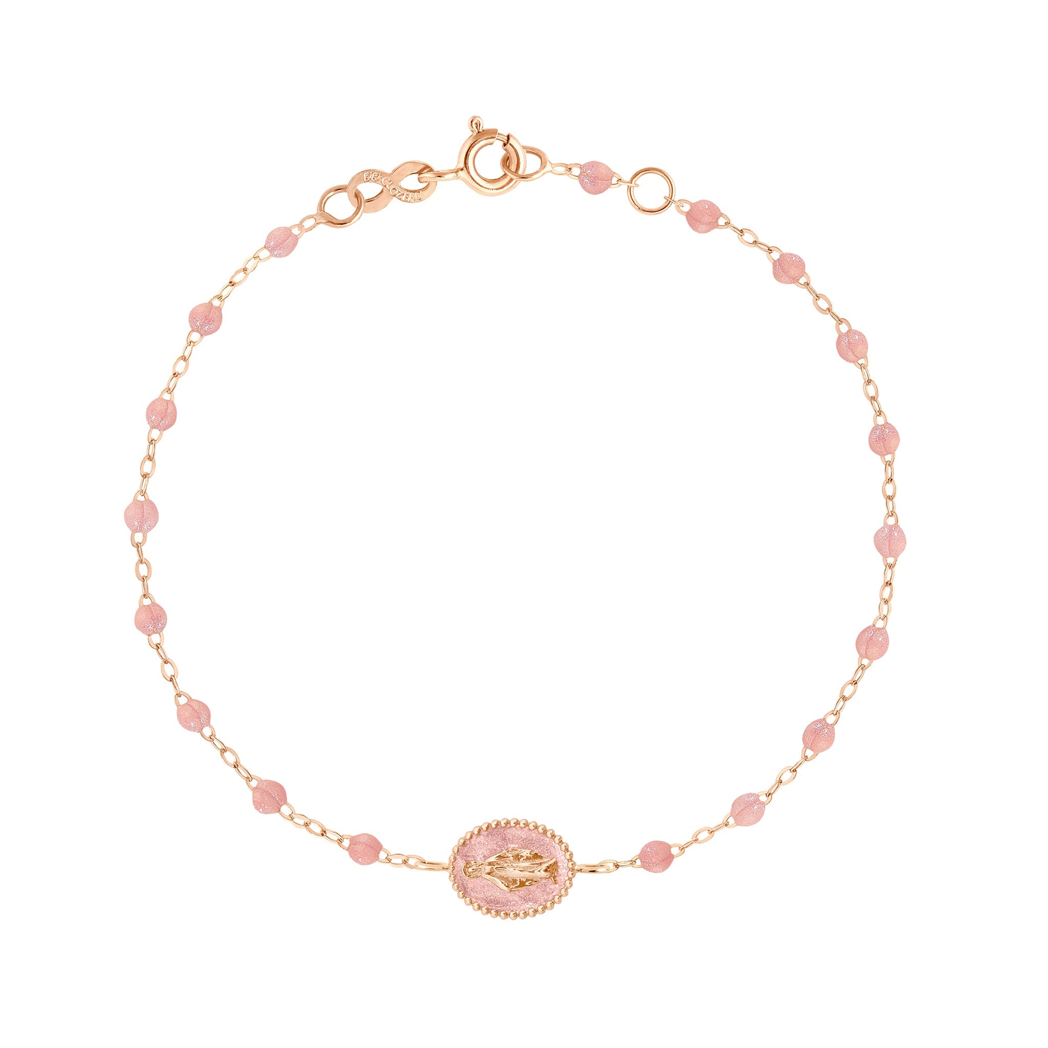 Gigi Clozeau - Bracelet Madone résine blush, or rose, 17 cm