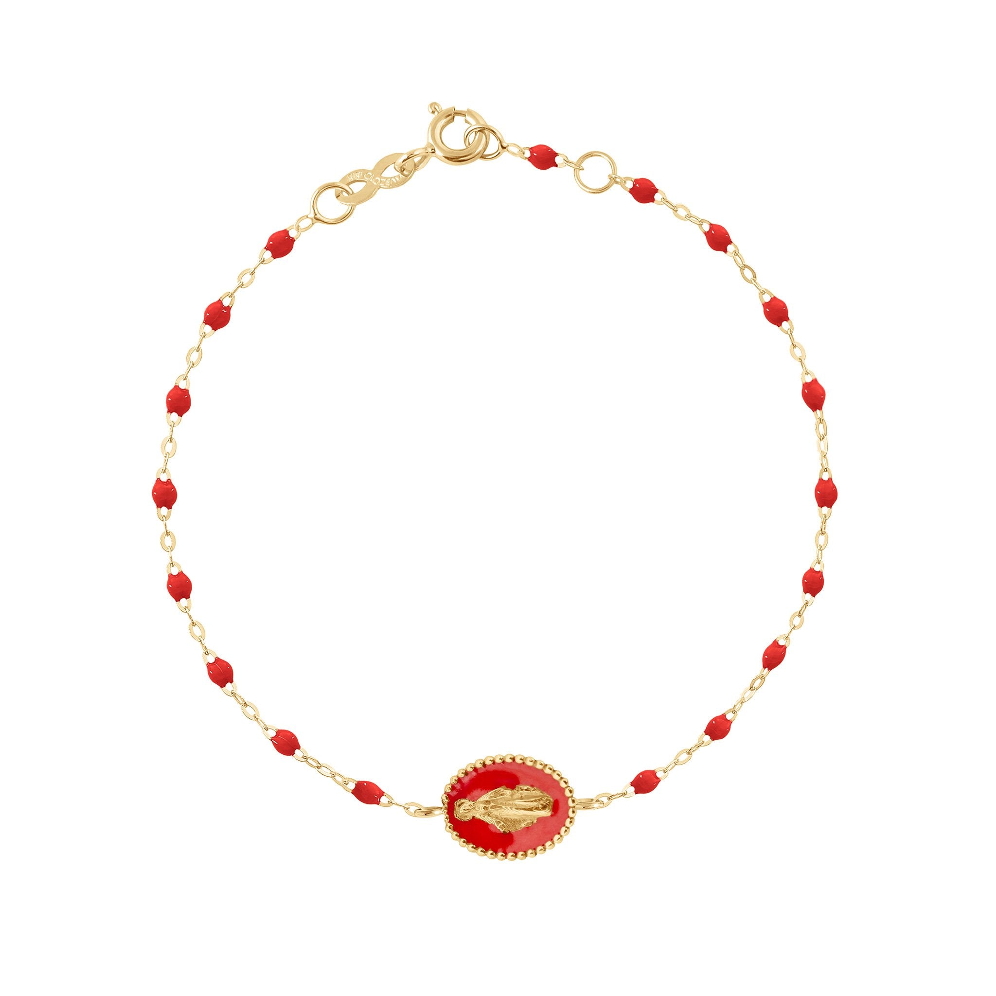 Gigi Clozeau - Bracelet Madone résine coquelicot, or jaune, 17 cm