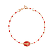 Gigi Clozeau - Bracelet Madone résine coquelicot, or rose, 17 cm