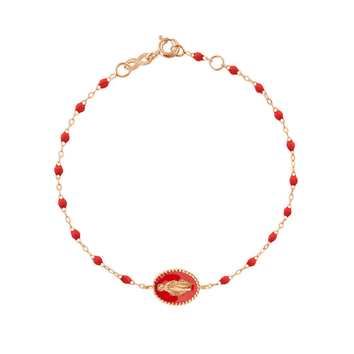 Gigi Clozeau - Bracelet Madone résine coquelicot, or rose, 17 cm