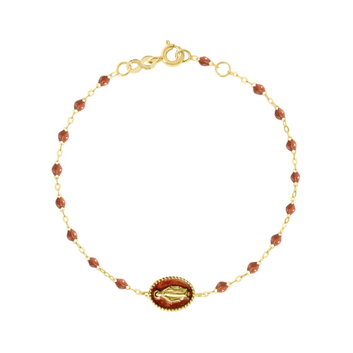 Gigi Clozeau - Bracelet Madone résine fauve, or jaune, 17 cm