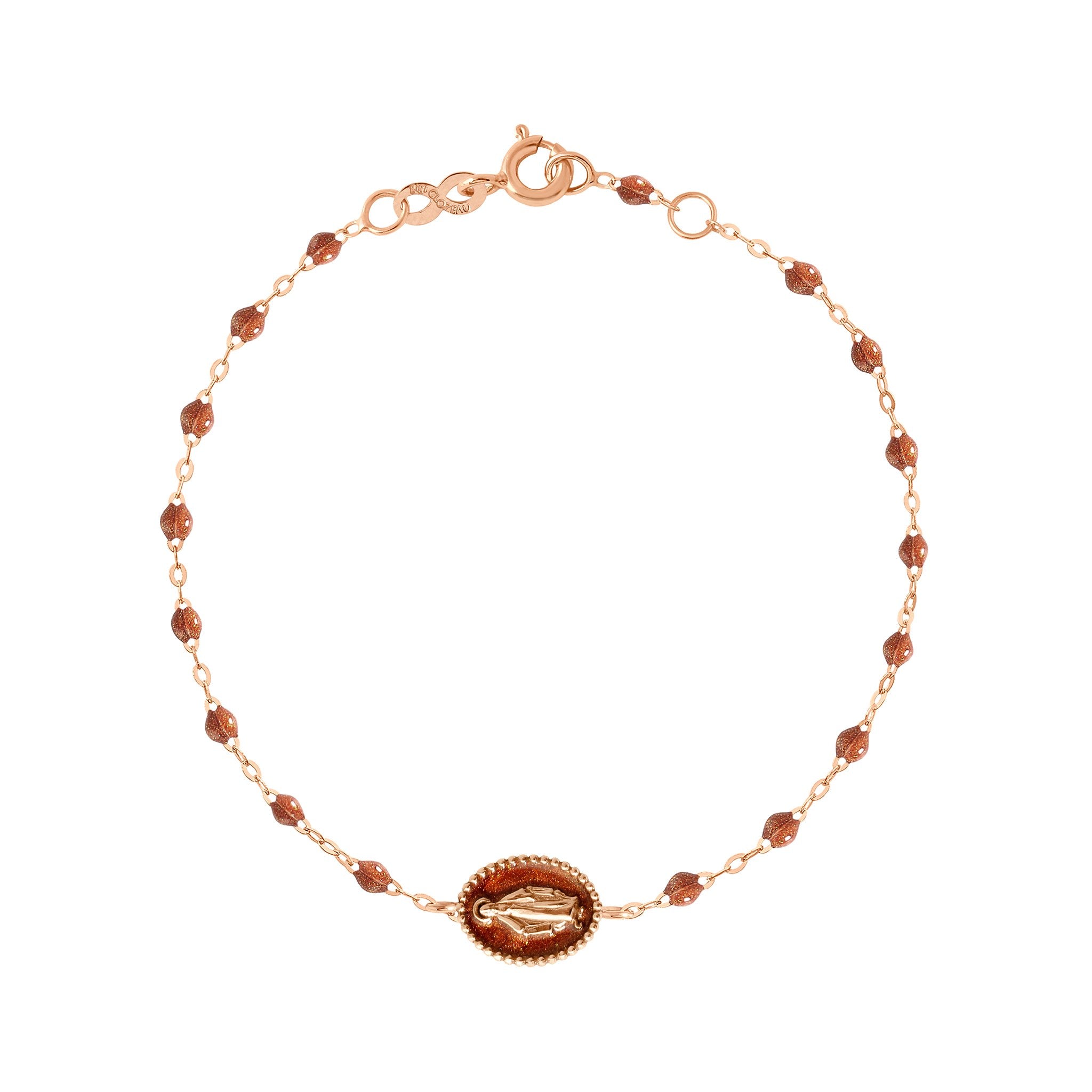 Gigi Clozeau - Bracelet Madone résine fauve, or rose, 17 cm