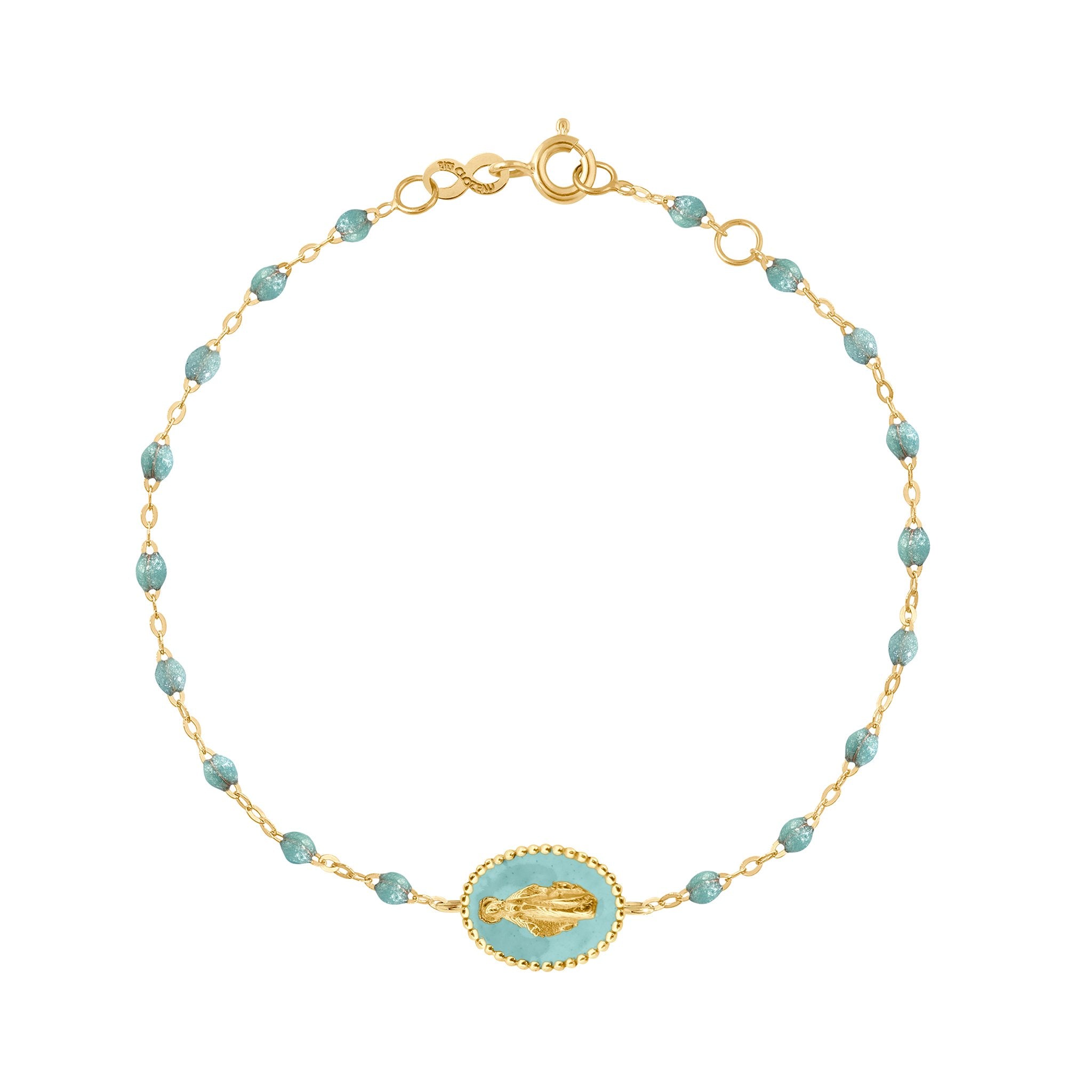 Gigi Clozeau - Bracelet Madone résine glacier, or jaune, 17 cm