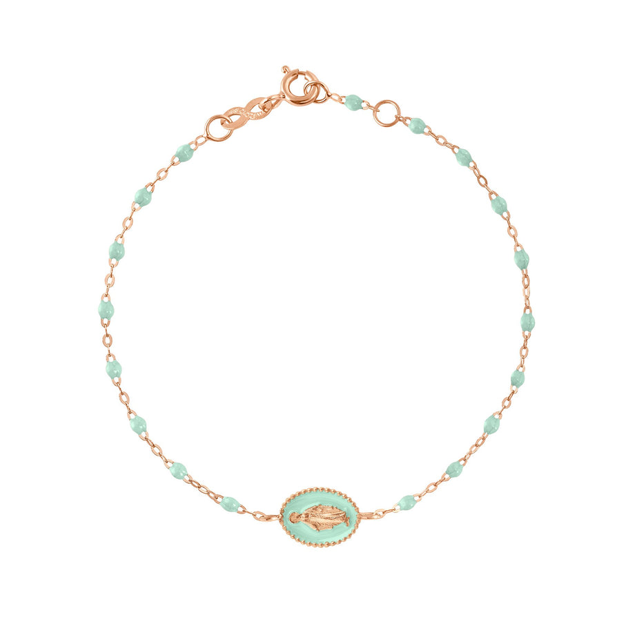 Gigi Clozeau - Bracelet Madone résine jade, or rose, 17 cm