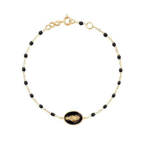 Gigi Clozeau - Bracelet Madone résine noire, or jaune, 17 cm