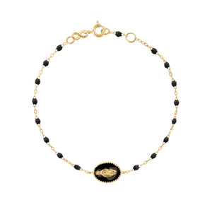 Gigi Clozeau - Bracelet Madone résine noire, or jaune, 17 cm