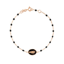 Gigi Clozeau - Bracelet Madone résine noire, or rose, 17 cm