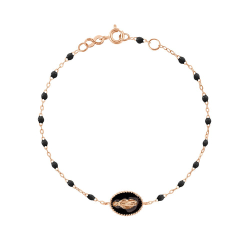 Gigi Clozeau - Bracelet Madone résine noire, or rose, 17 cm