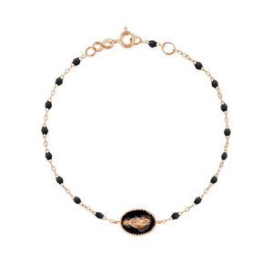 Gigi Clozeau - Bracelet Madone résine noire, or rose, 17 cm