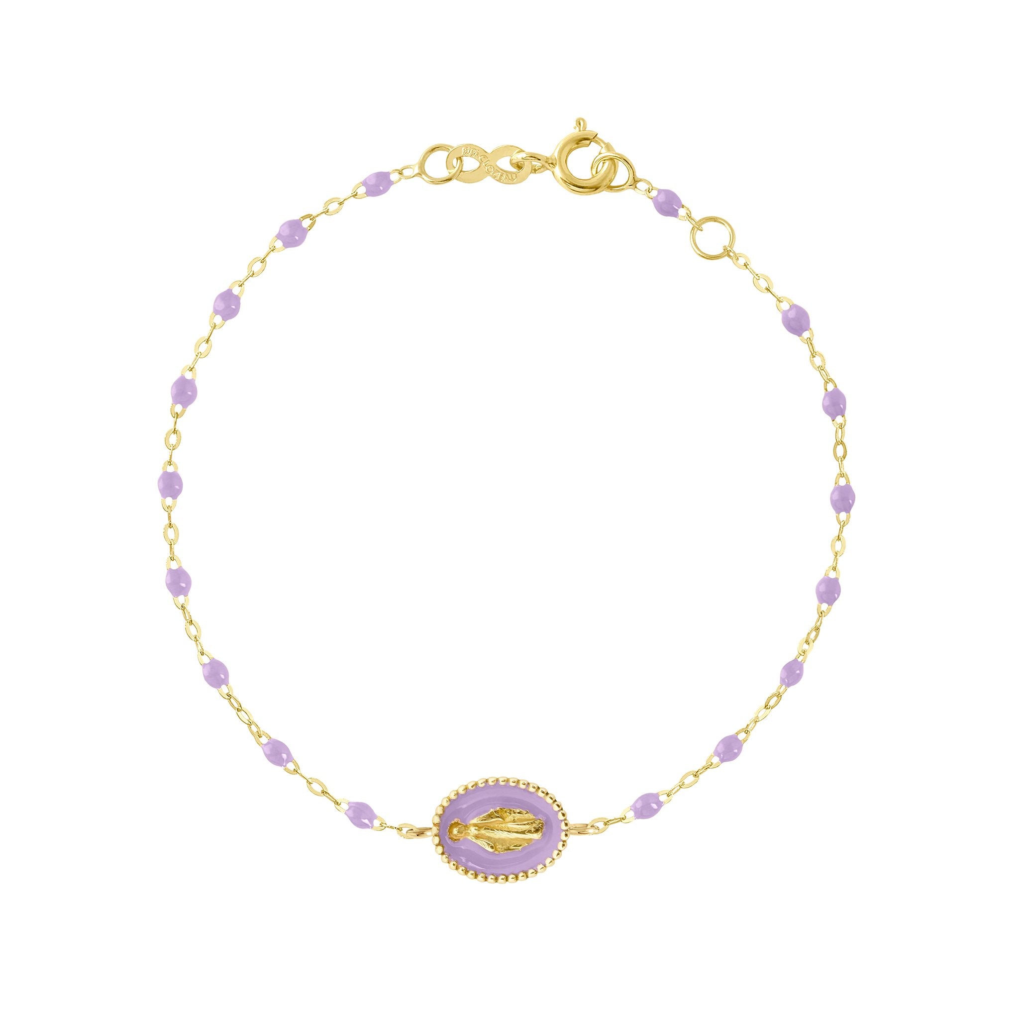 Gigi Clozeau - Bracelet Madone résine parme, or jaune, 17 cm