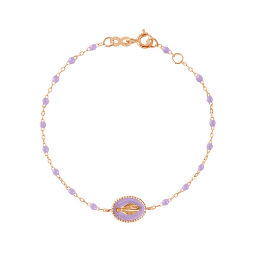 Gigi Clozeau - Bracelet Madone résine parme, or rose, 17 cm