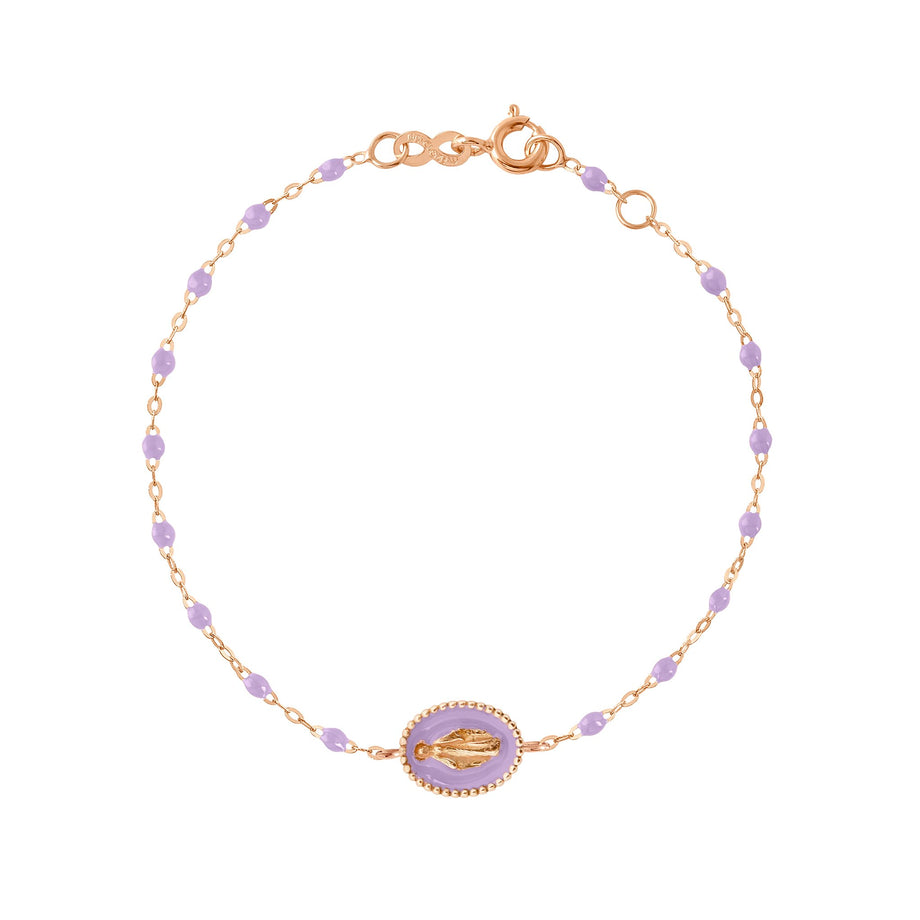 Gigi Clozeau - Bracelet Madone résine parme, or rose, 17 cm