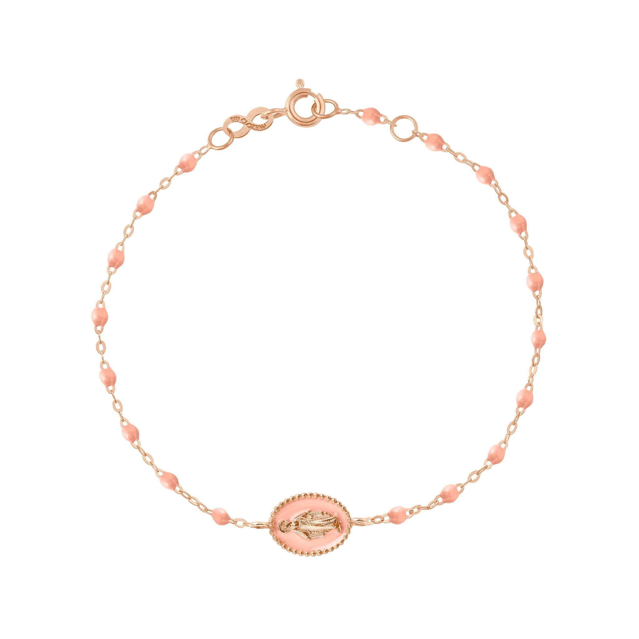 Gigi Clozeau - Bracelet Madone résine saumon, or rose, 17 cm