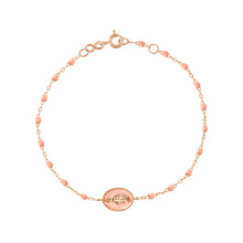 Gigi Clozeau - Bracelet Madone résine saumon, or rose, 17 cm