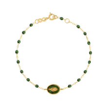 Gigi Clozeau - Bracelet Madone résine scarabée, or jaune, 17 cm