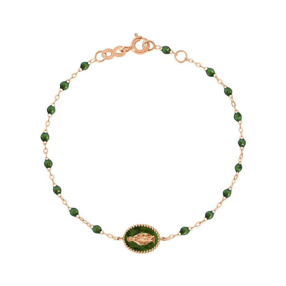 Gigi Clozeau - Bracelet Madone résine scarabée, or rose, 17 cm