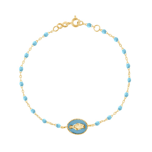 Gigi Clozeau - Bracelet Madone résine turquoise, or jaune, 17 cm