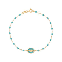 Gigi Clozeau - Bracelet Madone résine turquoise vert, or jaune, 17 cm