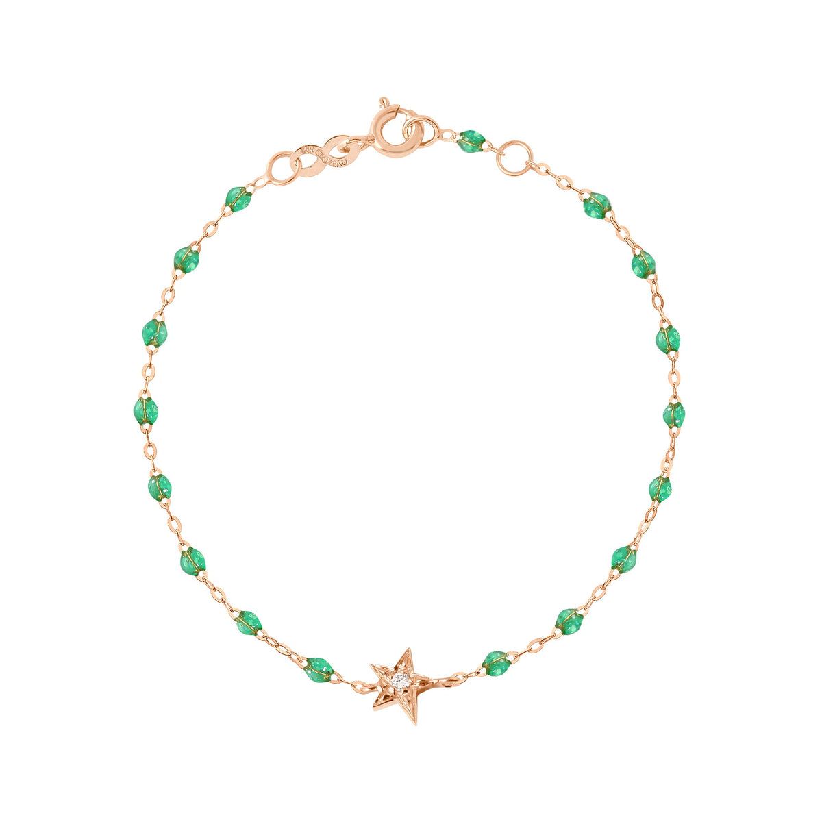 gigi clozeau Bracelet menthe Etoile diamant or rose 17 cm