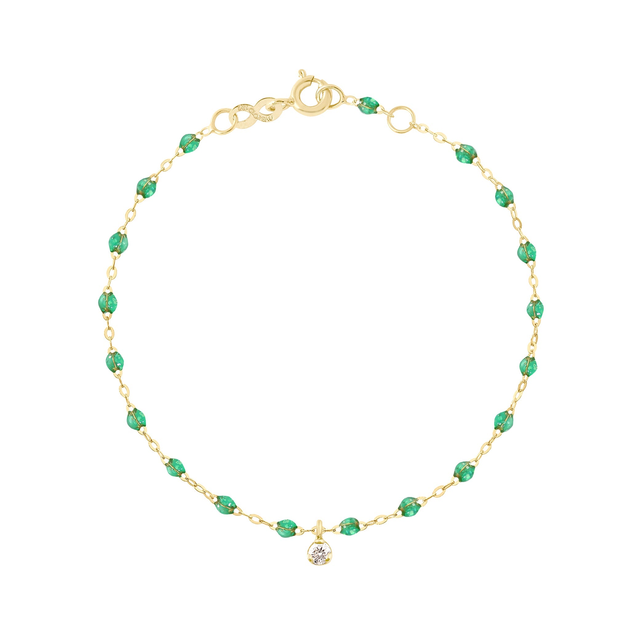 Gigi Clozeau - Bracelet menthe Gigi Suprême, or jaune, 1 diamant, 17 cm