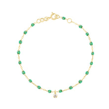 Gigi Clozeau - Bracelet menthe Gigi Suprême, or jaune, 1 diamant, 17 cm