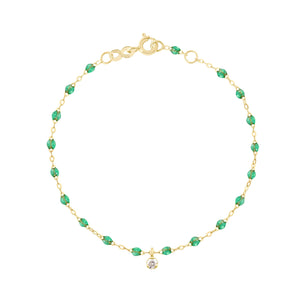 Gigi Clozeau - Bracelet menthe Gigi Suprême, or jaune, 1 diamant, 17 cm