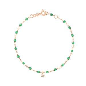 Gigi Clozeau - Bracelet menthe Gigi Suprême, or rose, 1 diamant, 17 cm