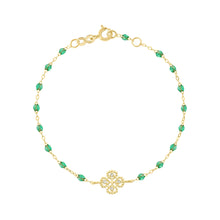 Gigi Clozeau - Bracelet menthe Lucky Trèfle, diamants, or jaune, 17 cm