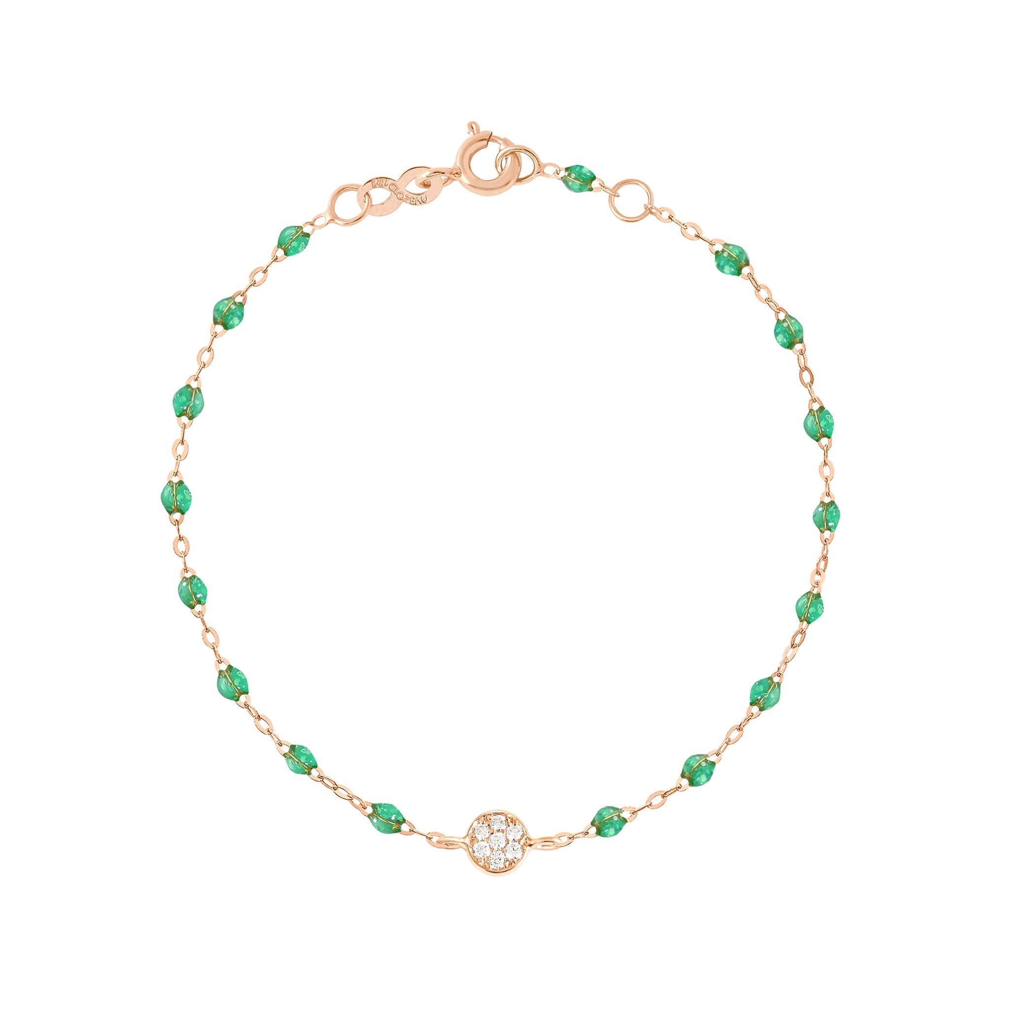 Gigi Clozeau - Bracelet menthe Puce diamants, or rose, 17 cm