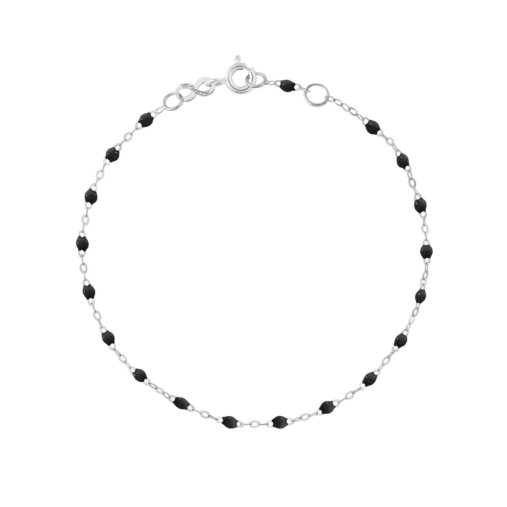 Gigi Clozeau - Bracelet noir Classique Gigi, or blanc, 17 cm