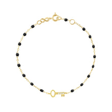 Gigi Clozeau - Bracelet noir Clé diamants, or jaune, 17 cm