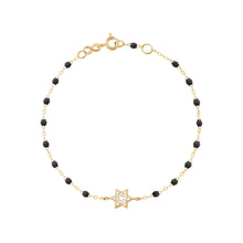 Gigi Clozeau - Bracelet noir Etoile de David diamants, or jaune, 17 cm