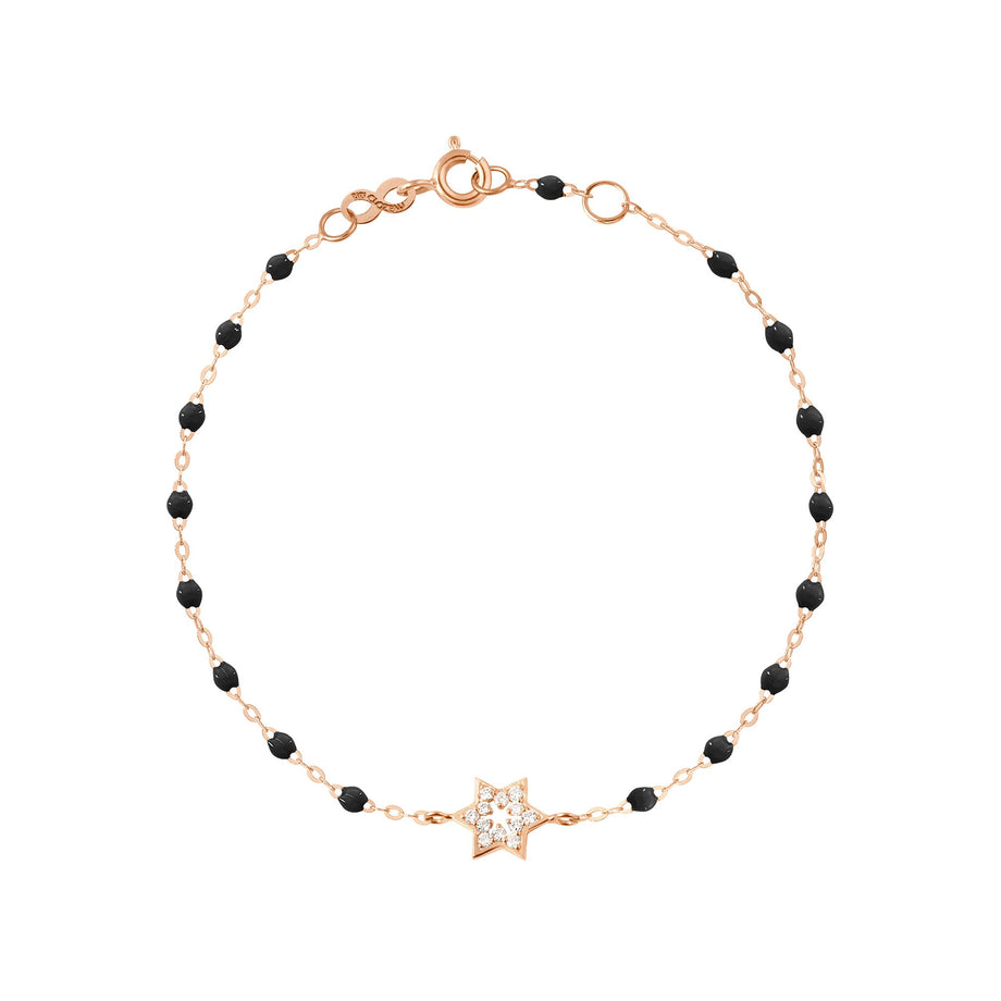 Gigi Clozeau - Bracelet noir Etoile de David diamants, or rose, 17 cm