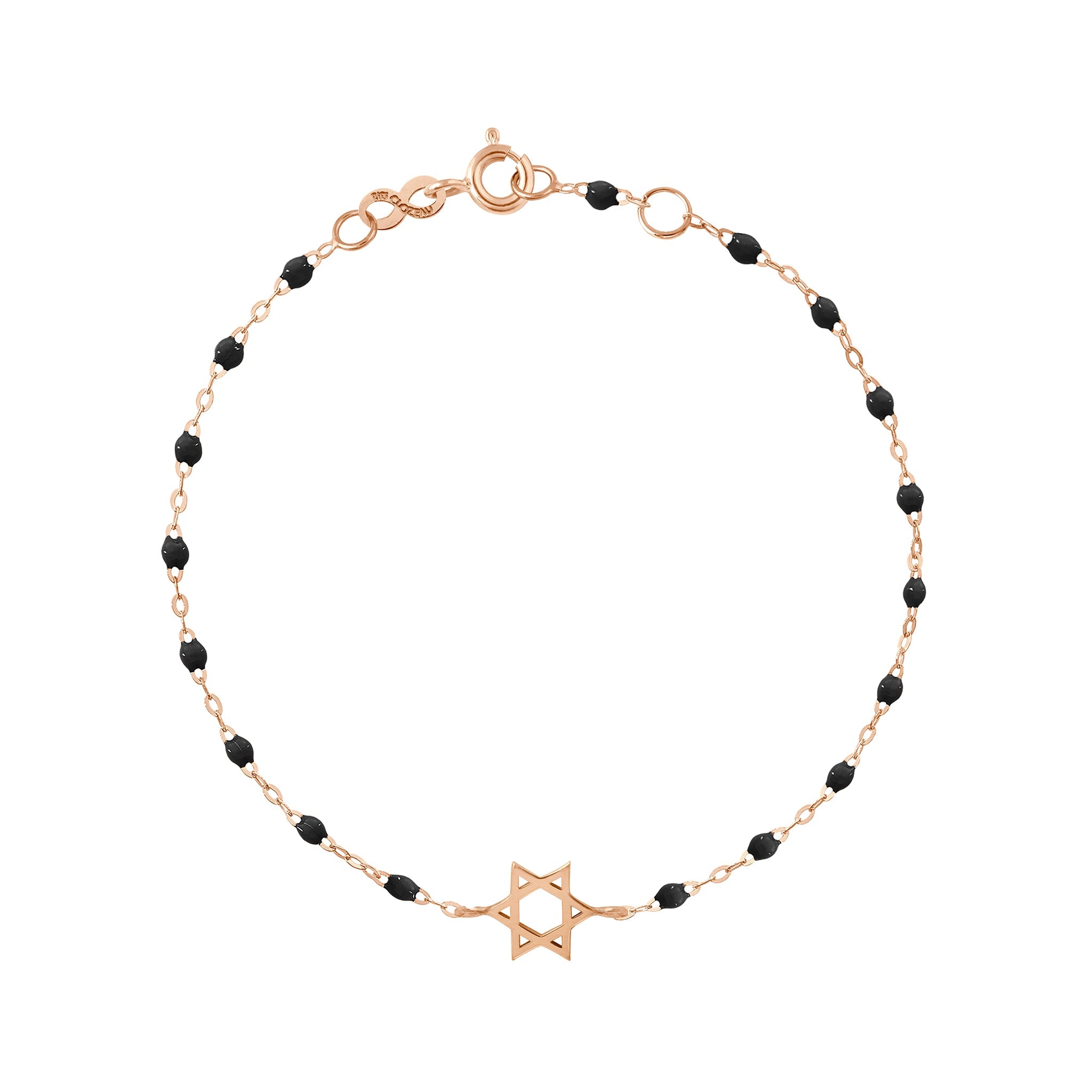 Gigi Clozeau - Bracelet noir Etoile de David, or rose, 17 cm