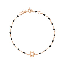 Gigi Clozeau - Bracelet noir Etoile de David, or rose, 17 cm