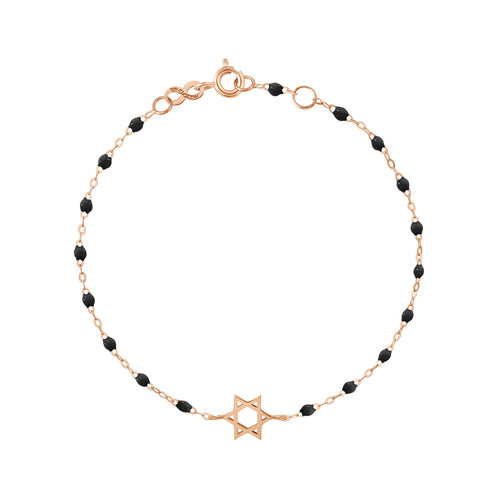 Gigi Clozeau - Bracelet noir Etoile de David, or rose, 17 cm