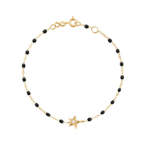 Gigi Clozeau - Bracelet noir Etoile diamant, or jaune, 17 cm