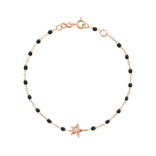 Gigi Clozeau - Bracelet noir Etoile diamant, or rose, 17 cm