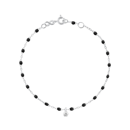 Gigi Clozeau - Bracelet noir Gigi Suprême, or blanc, 1 diamant, 17 cm