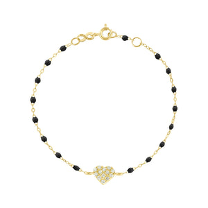 Gigi Clozeau - Bracelet noir In Love, diamants, or jaune, 17 cm